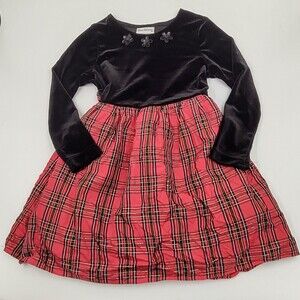 Vintage Rare Editions Red Plaid Tartan Christmas Dress Girls Size 6 Full Skirt